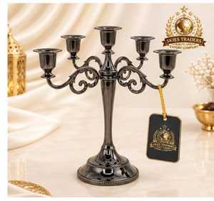 Candélabre en métal argenté brillant à 3 bras, style européen, avec branches courbées en spirale, support élégant pour bougies coniques, centre de table - Product Image 2