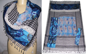 Écharpe longue pour femme à imprimé ethnique avec motif à carreaux, en polyester et coton léger, pour un usage quotidien en toutes saisons - Product Image 2