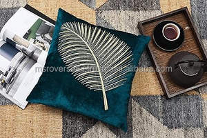 Funda de Cojín Decorativa con Cuentas Inspiradas en Diseños Florales y de Hojas en Algodón, Venta al por Mayor de Fábrica para Exportación - Product Image 2