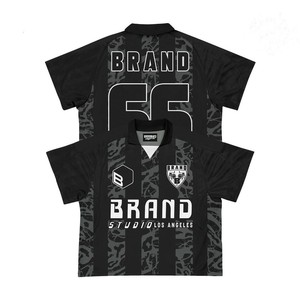 Camiseta de Fútbol de Diseño Vintage Personalizada, Uniforme de Equipo, Clásica, Retro, a Rayas, Negra, Juvenil, para Hombre, Cuello Polo - Product Image 1