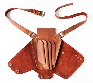 Étui de protection réglable en cuir de luxe pour ciseaux de barbier, en cuir de vachette premium, durable, pour rangement d'outils de salon - Product Image 2