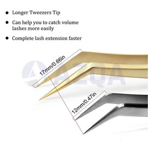 Pince à épiler professionnelle pour extensions de cils en acier inoxydable plaqué or 132 mm avec pointe de précision de 17 mm - Product Image 5
