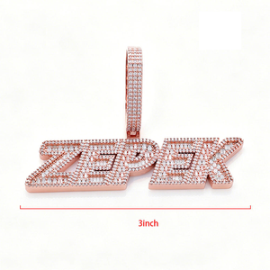 Collier Pendentif Lettre Initiale en Moissanite Or Rose Luxe, Bijou Hip Hop Sertie de Baguettes, Cadeau Idéal pour un Style Quotidien Éclatant - Product Image 1