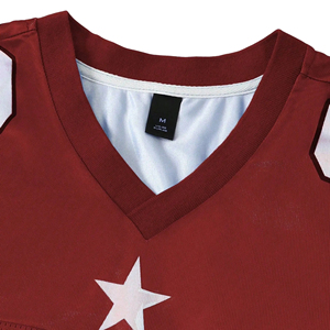 Créez votre propre maillot de football américain personnalisé avec nom et numéro d'équipe imprimés, coupe ample, style rétro, en tissu mesh 100% polyester. - Product Image 3
