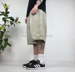 Pantalones Cortos de Mezclilla para Hombre, Estilo Vintage, Transpirables, Ecológicos, Cintura Media, Lavado Claro, Azul/Negro, Corte Holgado, Verano 2026 - Product Image 4