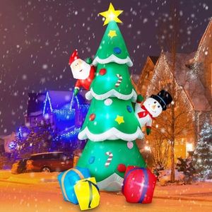 8FT LED Lights Inflatable Santa Claus and Snowman Outdoor Holiday Yard Decorations for Christmas Tree - Product Image 1