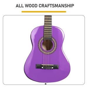 Set de Guitarra Acústica para Principiantes con Púas de Guitarra Redondas Moradas de 30 Pulgadas, Cuerdas, Capo, Estuche, Afinador y Correa - Product Image 6