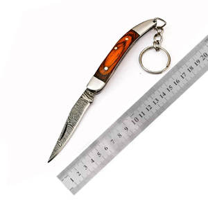 Personalización de acero de Damasco Mini cuchillo de bolsillo llavero plegable nuevo estilo al aire libre Camping cuchillo de bolsillo plegable llavero - Product Image 6