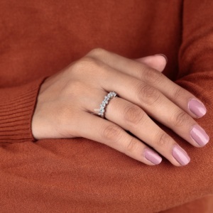 Marquise and Round Lab Grown Diamond <b>Wedding</b> Band 14K Gold Half Eternity Matching Stackable Bridal Anniversary Jewelry Supplier - Product Image 4