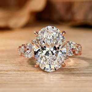 Bague de fiançailles en or massif 10k 14k 18k avec diamant de laboratoire certifié IGI, taille ovale, marquise, ronde, pureté E, clarté VVS - Product Image 3