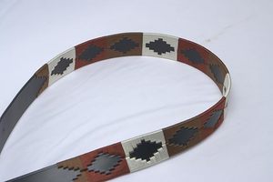 Ceinture de polo argentine en cuir marron de luxe, faite à la main, avec boucle tête de mort, haute résistance, légère, respirante, durable, couleurs personnalisables - Product Image 3