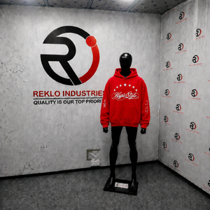 Red Hype Style Oversized Hip Hop Print Front Logo Regular Sleeve Winter Wear Fashion Top Cozy <b>Pullover</b> Hoodie Embroidered 100% - Product Image 3