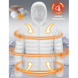 Quilted Winter <b>Coat</b> For Women With Hood And Zipper Puffer Jacket Style - Product Image 3
