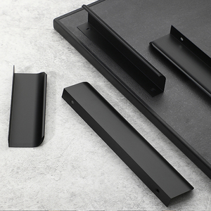 Modern Minimalist Kitchen Cabinet Door Handle Integrated <b>Black</b> Gold Drawer Concealed Handle No Drilling Required Wardrobe Door - Product Image 1