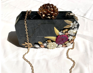 Pochette mode pour femmes en résine multicolore Art Marbre Look Design Epoxy Ladies Bag Box Purse from India - Product Image 6