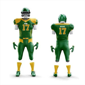 Maillot de football américain sublimé vert et jaune pour garçons, coupe ajustée, anti-humidité, toutes saisons, vêtement de sport - Product Image 1