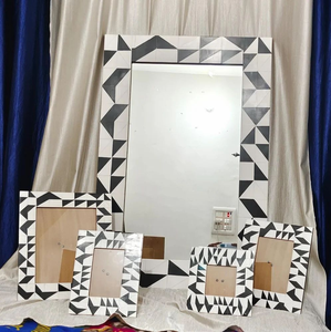 Handcrafted Modern Art Deco Floral Rectangular Bone Inlay Lighted Eco-Friendly Stylish <b>Wall</b> <b>Mirror</b> for Interior Designers - Product Image 5