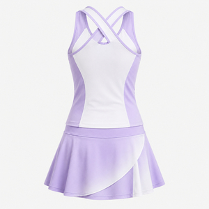 Vestido Deportivo de Tenis para Mujer, Color Morado, con Bloques de Color, Sin Mangas, Cuello Redondo, Plisado, Verano 2026, de Alta Calidad - Product Image 4