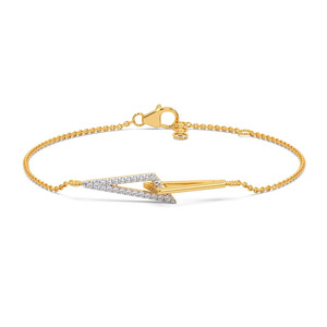 Bracelet en diamant à bords coupés avec chaîne en or jaune et motif géométrique central épuré - Product Image 2