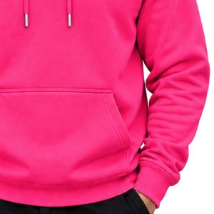 เสื้อฮู้ดดี้สีชมพูสดใสสำหรับผู้ชาย แขนยาว สวมใส่สบาย สไตล์ลำลอง รับสกรีนโลโก้ เสื้อผ้าสตรีทแวร์ เสื้อผ้ากีฬา ผลิตโดย Shoukat Apparel - Product Image 5