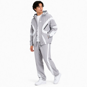 Hot Selling 100% Cotton Heavyweight Anti-Bacterial Winter Reflective <b>Tracksuits</b> Men 2 in 1 Color Block Custom Panel Windbreaker - Product Image 4