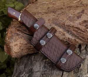 Couteau de chasse artisanal en acier de Damas, couteau de camping et d'extérieur haut de gamme, lame en acier à motifs durable, manche en bois fait main - Product Image 5