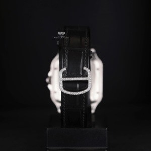 นาฬิกาข้อมือผู้ชายหรูหรา ประดับเพชรโมอิสซาไนต์ หน้าปัดโรมัน สายหนังสีดำ ระบบออโตเมติก สไตล์ฮิปฮอป บลิงค์ บลิซ ดาวน์ - Product Image 4