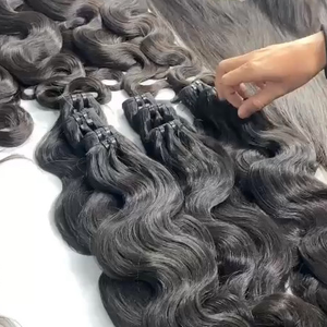 Cheveux humains vierges vietnamiens Double Drawn Extensions 12A Bundles de vague de corps 100% noir naturel non traité 18-24 pouces 4 Bundle - Product Image 5