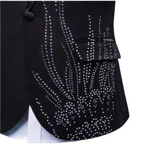 Traje de boda de dos piezas negro intenso para hombre, con solapa tipo chal, estilo clásico para reuniones sociales, blazer, trajes de esmoquin para padrinos de boda - Product Image 5