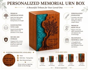 Personalized Wooden Resin Urn <b>Box</b> for Human & Pet Ashes Eco-Friendly Durable <b>Memorial</b> Keepsake Handmade Cremation Urn - Product Image 3