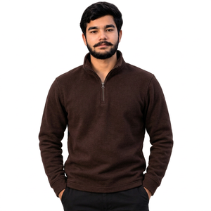 Sudadera al por mayor con media cremallera, estilo urbano, personalizada, con dobladillo de punto acanalado - Product Image 2