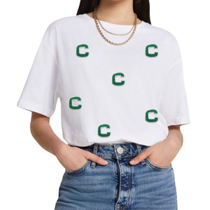 Camisetas de Mujer Transpirables de Moda OEM/ODM Listas para Usar, Personalizadas para el Día del Partido, con Bordado de Lentejuelas, 100% Algodón, Cuello Redondo - Product Image 1
