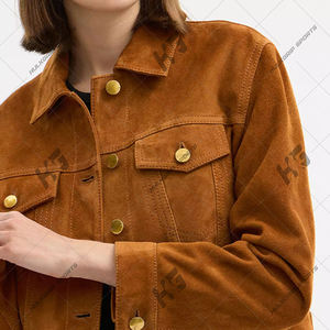 Chaqueta Bomber Regular de Piel de Oveja Marrón para Hombre con Cierre de Cremallera, Bolsillos en el Pecho, Impermeable, de Secado Rápido, Diseño con Capucha para Primavera - Product Image 3