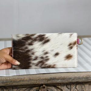Portefeuille en cuir véritable pour femme avec imprimé animal et broderie, fermeture pliante bohème, court, pour usage quotidien - Product Image 4