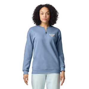 Sudadera de invierno para mujer con cremallera de un cuarto, manga larga, informal, de forro polar suave y cálido, corte regular, con logo estampado y bordado frontal. - Product Image 1