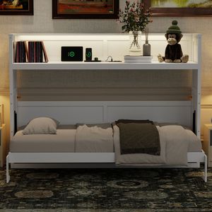 Letto a scomparsa matrimoniale XL bianco con luce LED e stazione di ricarica USB - Arrivo previsto 12/3 - Product Image 2