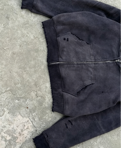 Oversized Hoodie <b>Men</b> Custom Distressed Zip up Hoodie Cropped Stone Vintage Wash <b>Men</b> Printed Hoodies - Product Image 5