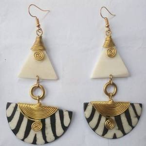 Handmade <b>Resin</b> & Brass <b>Earrings</b> – Wholesale African Boho Style Dangle Drop <b>Earrings</b> Gold Brass Wire Statement Tribal Jewelry - Product Image 2