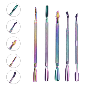 Outil professionnel double embout en acier inoxydable pour retirer le vernis gel, repousse-cuticules, fournitures de manucure et nail art, logo personnalisé, vente en gros - Product Image 1