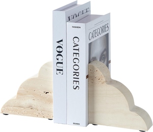 Minimalist Stone Bookends Irregular Shape Marble Book Ends Decorative <b>Shelf</b> Accent 2Pcs Traditional Bookend Design - Product Image 4