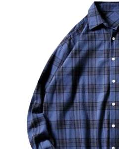 Camisa casual a cuadros azul para hombre, de algodón y poliéster, manga larga, con botones, para venta al por mayor, proveedor OEM, exportación, comercio global - Product Image 3