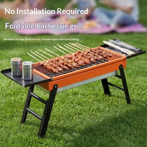 Parrilla de barbacoa engrosada y ampliada para uso doméstico, parrilla portátil para acampar al aire libre, para brochetas. - Product Image 5