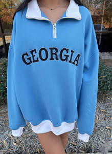 Sudadera Oversize de Forro Polar para Mujer con Media Cremallera, Estampado de Letras 'Ohio' Rosa, Cuello Alto, Manga Regular, Ropa Casual de Otoño, Servicio OEM - Product Image 5