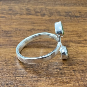 Two <b>Peridot</b> Gemstone Adjustable 925 Sterling Silver <b>Ring</b> Trendy Any Occasion Wear Perfect for Gifts - Product Image 3