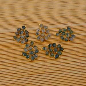 Moss Agate Natures Veil Pendentif anti-ternissement fait à la main Plaqué or Multi Stone Gemstone Charm for Prong Setting Wedding Gift - Product Image 5