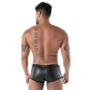 Calzoncillos Boxer con Cordones Laterales, Estilo Cuero Negro, para Hombre, Ropa Interior Fetiche para Club, Sexy, Cómodos y Transpirables - Product Image 4