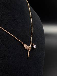 925 Sterling Silver CZ Bird <b>Pendant</b> <b>Necklace</b> <b>Rose</b> <b>Gold</b> Plated Box Chain Trendy Women's Jewelry - Product Image 2