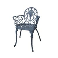 Ensemble de salle à manger balancelle en aluminium moulé bleu, design européen, table et quatre chaises, cadre en bois de teck durable, panneau en mélamine, Silk Garden 1