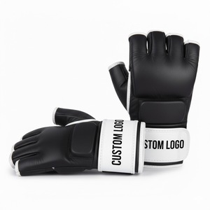 Gants d'entraînement MMA personnalisés avec logo, demi-doigts, en cuir PU avec support de poignet - Product Image 3