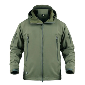 Men's Hooded Fleece Jacket Windproof Polyester Workwear Style Regular Fit Zipper Closure Solid Black Autumn Wear - Product Image 4